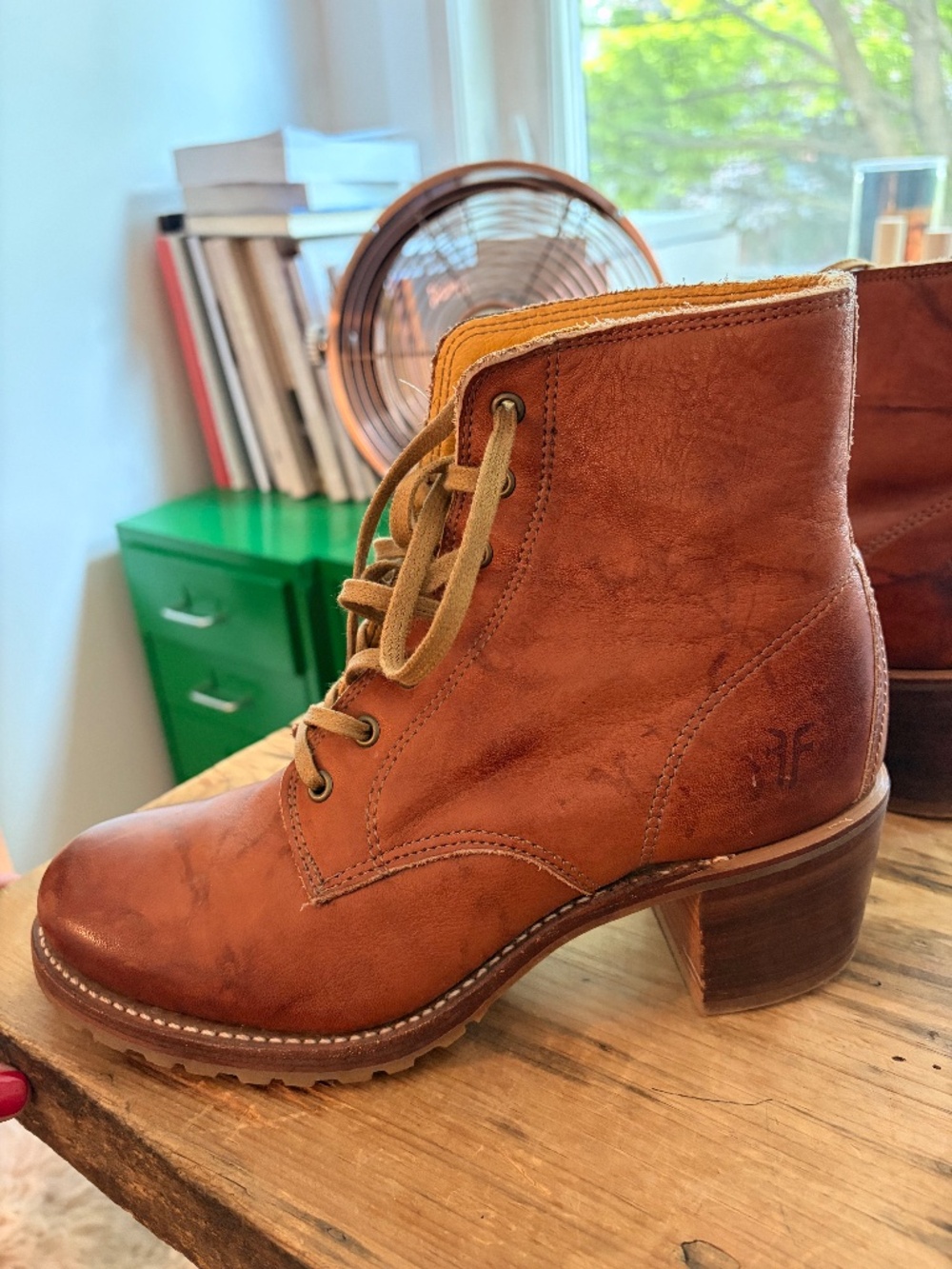 Frye Leather Boots, Distressed, Heels, US 8.5, Almost New - Picture 9 of 11